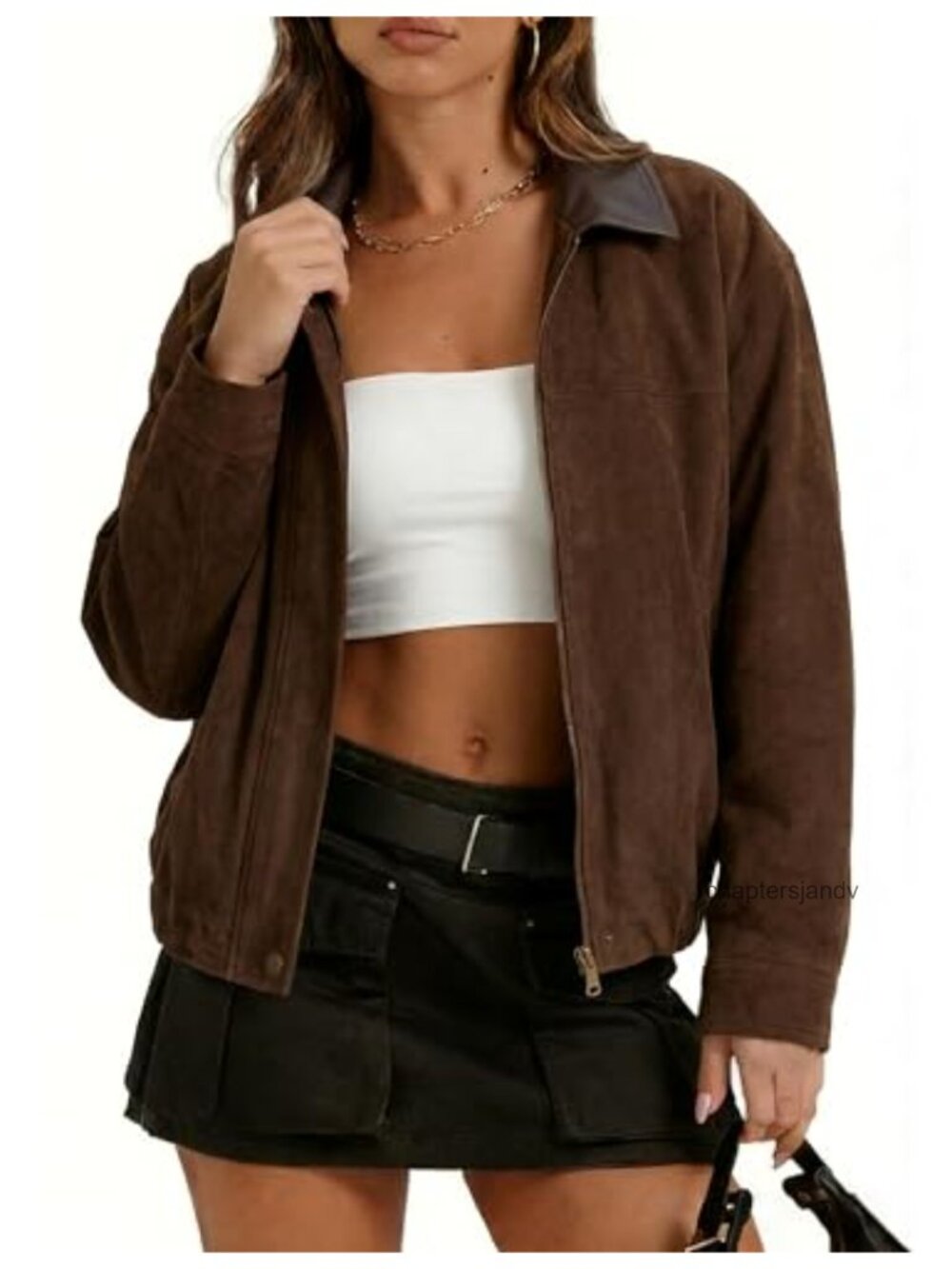 Faux Suede Leather Jacket Oversized Bomber Moto Coat